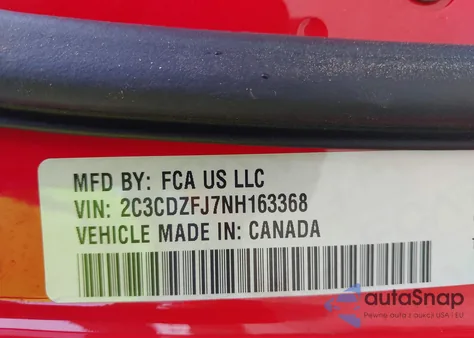 2022 Dodge Challenger R/T Scat Pack z USA, uszkodzony, nr VIN 2C3CDZFJ7NH163368